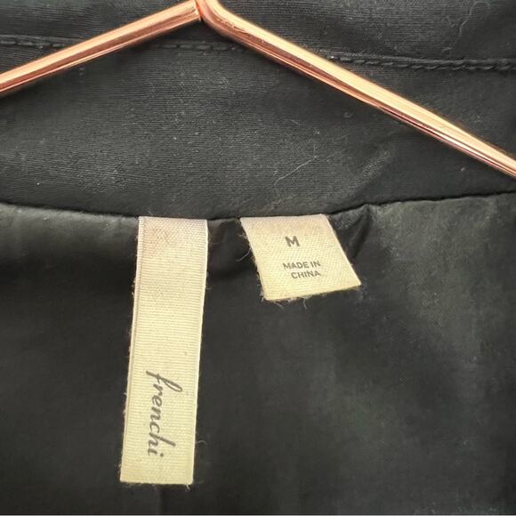 Frenchi one button blazer jacket black ruched 3/4 sleeves - Picture 5 of 6